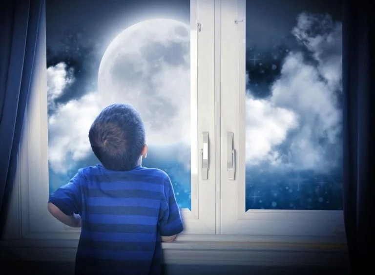 El niño que miraba a la luna.